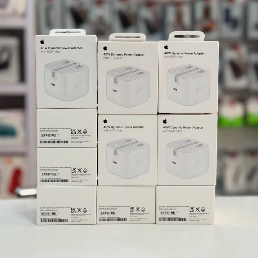 40W Dynamic Fast Charging Adapter 3-Pin (UK Variant) – 60W Max with Free Braided Cable