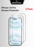 Glassology 2 pack iPhone 16 Pro Screen Protector 9H Tempered Glass, HD Ultra‑Clear, Scratch‑Resistant, Anti‑Fingerprint, Case‑Friendly, Military‑Grade Protection, Bubble‑Free Tempered Glass Film Bundle for iPhone 16 Pro
