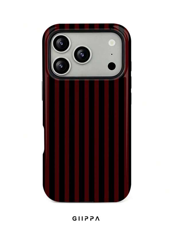 GHIPPA Black & Red Striped Pattern Design Phone Case for iPhone 16 Pro, 16 Pro Max, 17 Pro and 17 Pro Max in Pakistan