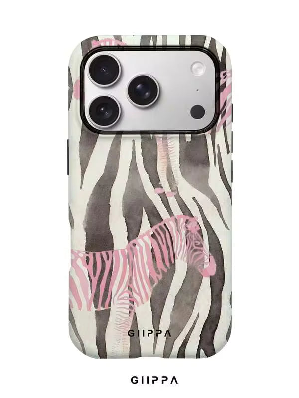GHIPPA Black & White Zebra Stripe Base With Pink Zebra Pattern Design Phone Case for iPhone 16 Pro, 16 Pro Max, 17 Pro and 17 Pro Max in Pakistan