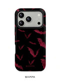 GHIPPA Black Base With Burgundy Bat Pattern Design Phone Case for iPhone 16 Pro, iPhone 16 Pro Max, iPhone 17 Pro and iPhone 17 Pro Max in Pakistan