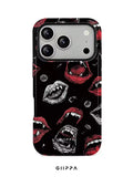GHIPPA Black Base With Red & White Demon Lips Pattern Design, Wavy Phone Case for iPhone 16 Pro, 16 Pro Max, 17 Pro and 17 Pro Max in Pakistan