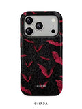 GHIPPA Black Leopard Print Base With Burgundy Bat Pattern Design Phone Case for iPhone 16 Pro, 16 Pro Max, 17 Pro and 17 Pro Max in Pakistan