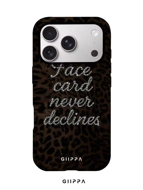 GHIPPA Brown Leopard Print Base With Shiny Silver English Slogan Design Phone Case for iPhone 16 Pro, 16 Pro Max, 17 Pro and 17 Pro Max in Pakistan