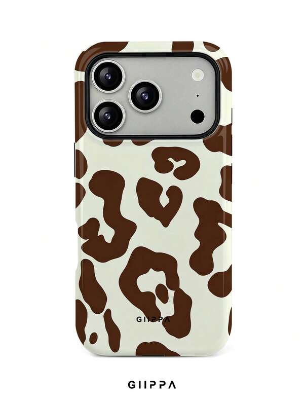 GHIPPA Cream White Base With Brown Leopard Print Design Phone Case for iPhone 16 Pro, 16 Pro Max, 17 Pro and 17 Pro Max in Pakistan