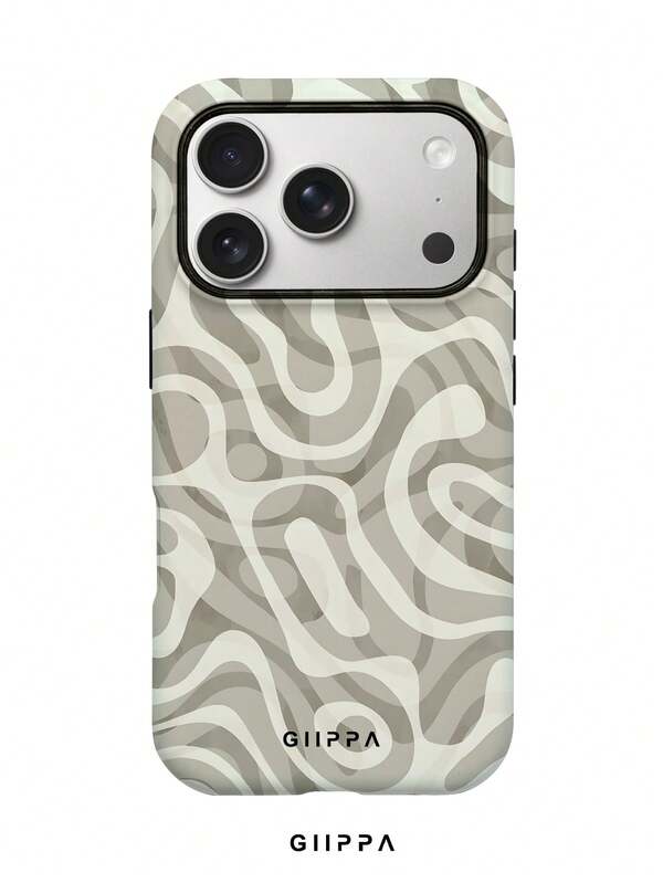 GHIPPA Grey-Brown Asymmetric Wavy Pattern Design Phone Case for iPhone 16 Pro, 16 Pro Max, 17 Pro and 17 Pro Max in Pakistan
