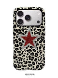GHIPPA Leopard Print & Red Star Pattern Design Phone Case for iPhone 16 Pro, iPhone 16 Pro Max, iPhone 17 Pro and iPhone 17 Pro Max in Pakistan