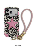 GHIPPA Leopard Print Bottom & Pink Star Pattern Design Phone Case for iPhone 16 Pro, 16 Pro Max, 17 Pro and 17 Pro Max in Pakistan