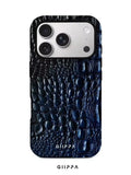 GHIPPA Navy Blue Crocodile Pattern Phone Case for iPhone 16 Pro, 16 Pro Max, 17 Pro and 17 Pro Max in Pakistan