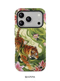 GHIPPA Pink & White Floral Background With Tiger Pattern Design Phone Case for iPhone 16 Pro, 16 Pro Max, 17 Pro and 17 Pro Max in Pakistan