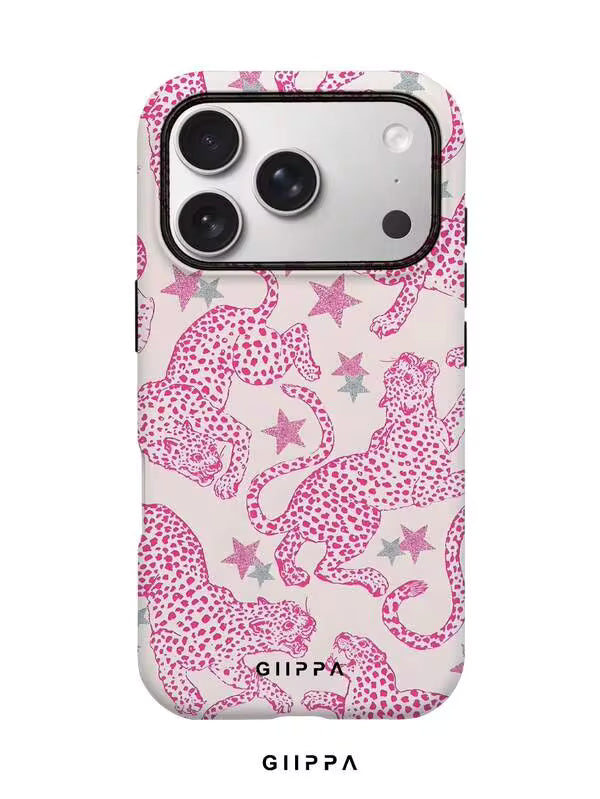 GHIPPA Pink Background With Pink Leopard Print Design Phone Case for iPhone 16 Pro, 16 Pro Max, 17 Pro and 17 Pro Max in Pakistan