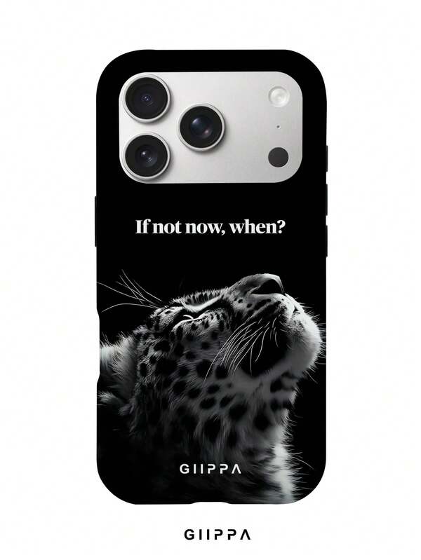 GHIPPA Pure Black Background With Leopard And Inspirational English Slogan Design Phone Case for iPhone 16 Pro, iPhone 16 Pro Max, iPhone 17 Pro and iPhone 17 Pro Max in Pakistan
