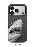GHIPPA Pure Grey Background With Great White Shark Pattern Design Phone Case for iPhone 16 Pro, 16 Pro Max, 17 Pro and 17 Pro Max in Pakistan