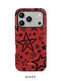 GHIPPA Red Base With Black Hollow Five-Point Star Pattern Design Phone Case for iPhone 16 Pro, 16 Pro Max, 17 Pro and 17 Pro Max in Pakistan