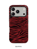 GHIPPA Red Base With Black Zebra Stripe Pattern Design Phone Case for iPhone 16 Pro, 16 Pro Max, 17 Pro and 17 Pro Max in Pakistan