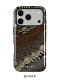 GHIPPA Vintage Layered Animal Print Patchwork Phone Case for iPhone 16 Pro, 16 Pro Max, 17 Pro and 17 Pro Max in Pakistan