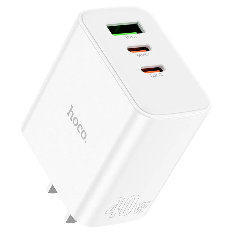 Hoco C126 PD 40W Three-Port (2C1A) Charger (US) – HOCO product in Pakistan