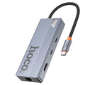 HOCO HB52 Wow 8-in-1 Type-C Hub with 4K HDMI LAN & USB 3.0 - Space Grey – HOCO product in Pakistan