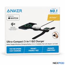 Anker MagGo 3-in-1 Qi2 wireless charging station in white