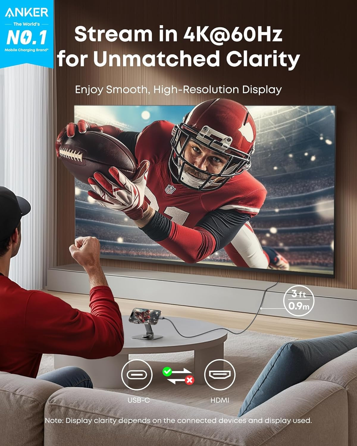 Anker Nano USB-C to HDMI Cable 4K Braided - A87E0 - view 2