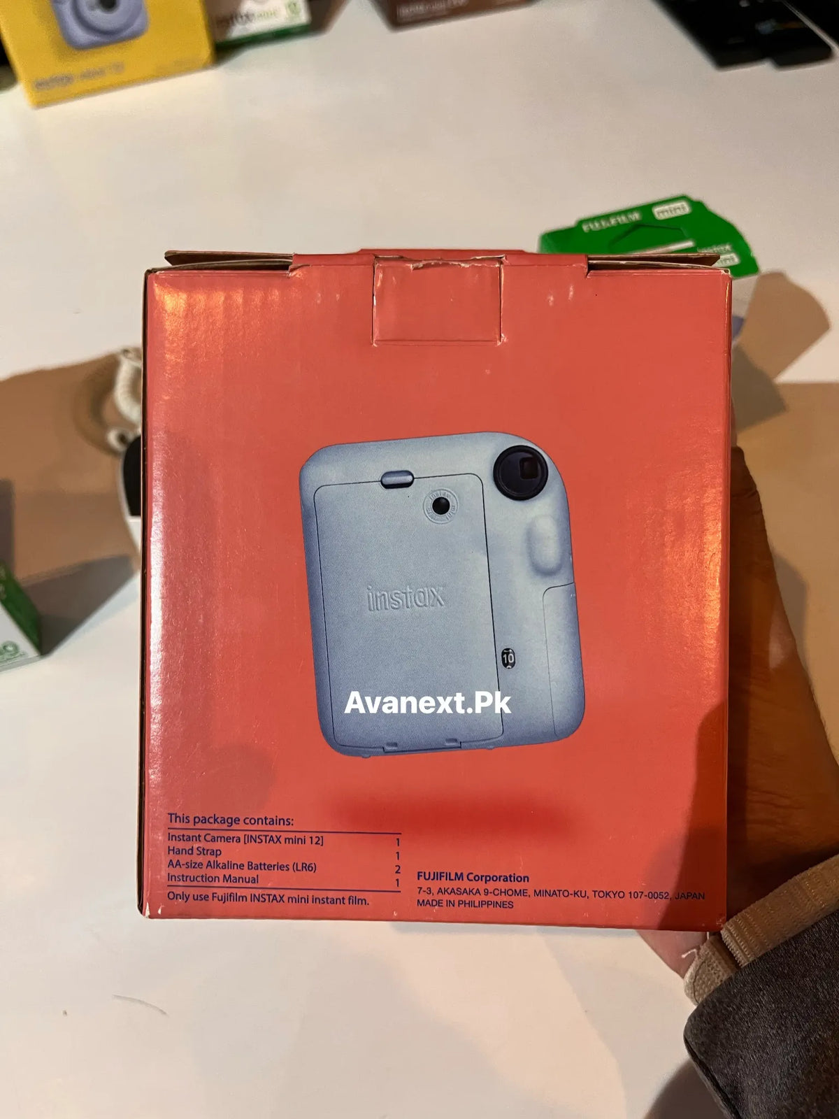 Fujifilm Instax Mini 12 Pastel Blue instant camera rear view