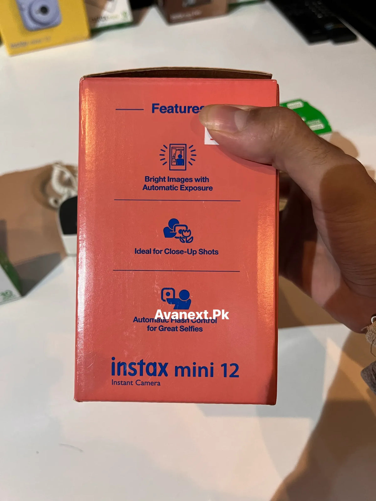 Fujifilm Instax Mini 12 Pastel Blue instant camera front box