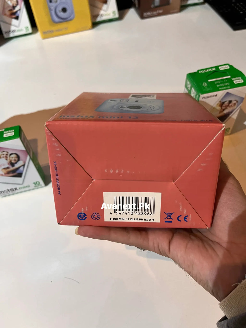Fujifilm Instax Mini 12 Pastel Blue instant camera packaging