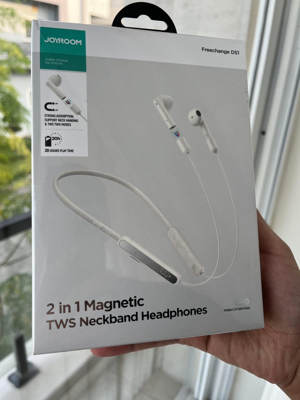 Joyroom JR-DS1 white magnetic TWS neckband headphones price in Pakistan