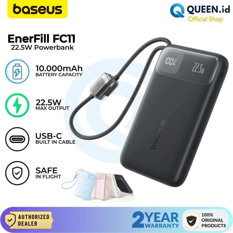 OS-Baseus EnerFill FC11 10000mAh 22.5W Digital Display Power Bank with Dual Built-in Cables