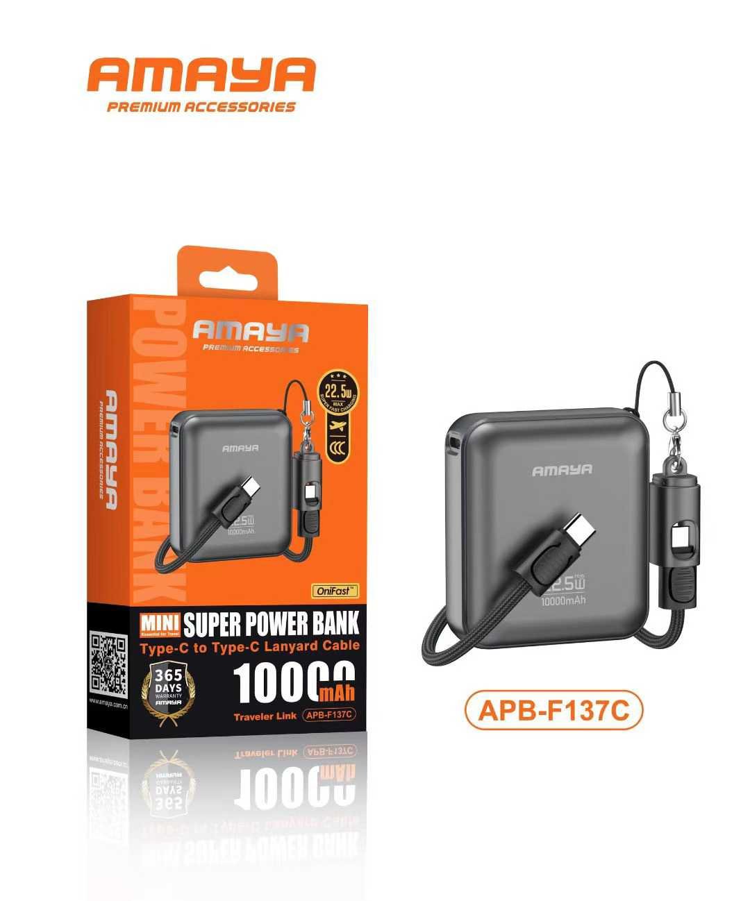 Amaya APB-F137C Mini Power Bank | 10000mAh & 22.5W Fast Charge Power Bank product image