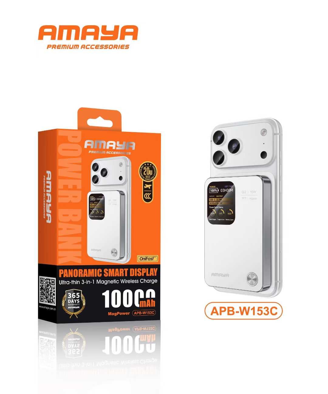 Amaya APB-W153C Magnetic Power Bank | 10000mAh & Smart Display Power Bank product image