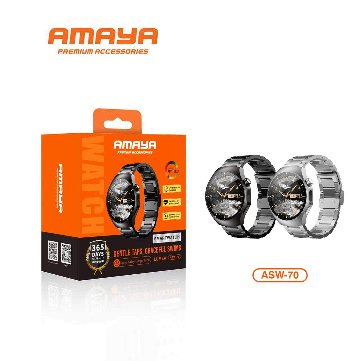 Amaya ASW-70 Smartwatch | Wireless HD Calling & 24H Health Smartwatch product image