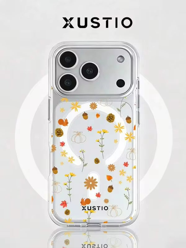 XUSTIO Autumn Maple Leaf Flower Pine Cone Pumpkin Phone Case for iPhone 16 Pro, iPhone 16 Pro Max, iPhone 17 Pro and iPhone 17 Pro Max in Pakistan