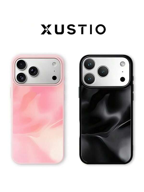 XUSTIO Black Satin Pleated Print Magnetic Phone Case for iPhone 16 Pro, iPhone 16 Pro Max, iPhone 17 Pro and iPhone 17 Pro Max in Pakistan