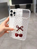 XUSTIO Bow Cherry Polka Dot Patchwork Phone Case for iPhone 16 Pro, iPhone 16 Pro Max, iPhone 17 Pro and iPhone 17 Pro Max in Pakistan