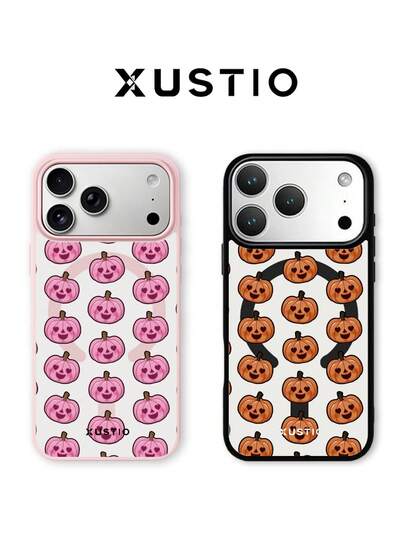 XUSTIO Halloween Pumpkin Lantern Maple Leaf Polka Dot Phone Case for iPhone 16 Pro, iPhone 16 Pro Max, iPhone 17 Pro and iPhone 17 Pro Max in Pakistan
