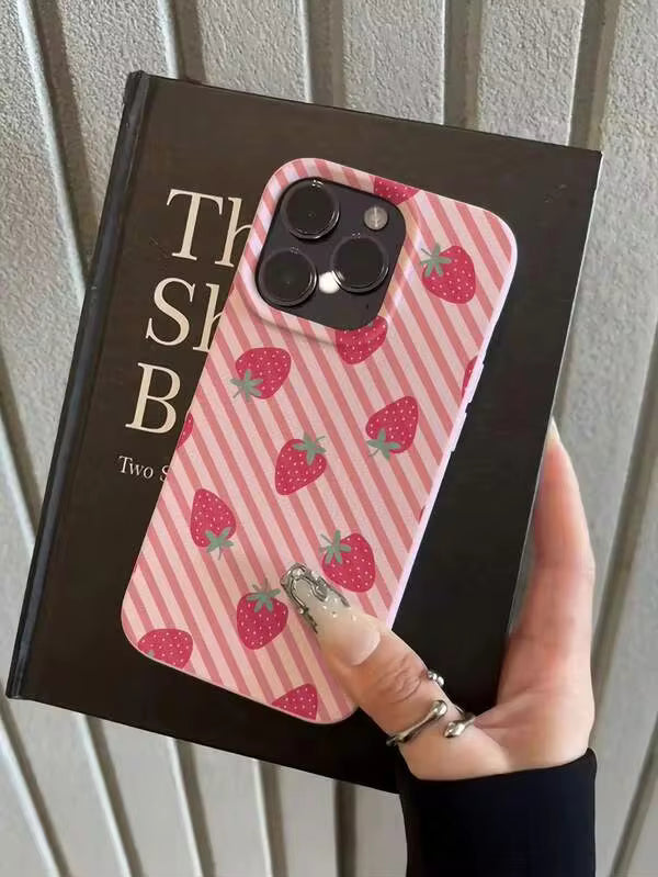 XUSTIO Strawberry Striped Lychee Texture Phone Case for iPhone 16 Pro, iPhone 16 Pro Max, iPhone 17 Pro and iPhone 17 Pro Max in Pakistan