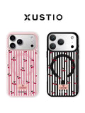 XUSTIO Striped Patchwork Cherry Magnetic Phone Case for iPhone 16 Pro, iPhone 16 Pro Max, iPhone 17 Pro and iPhone 17 Pro Max in Pakistan